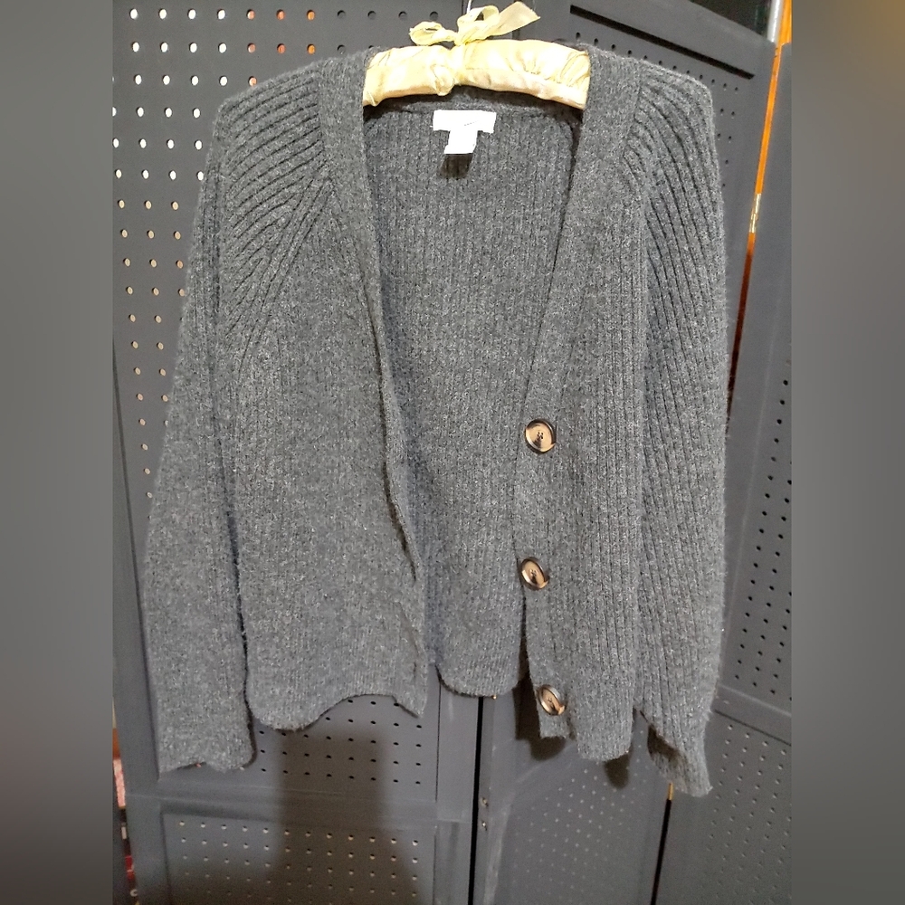 H&M Charcoal Button-Up Cardigan